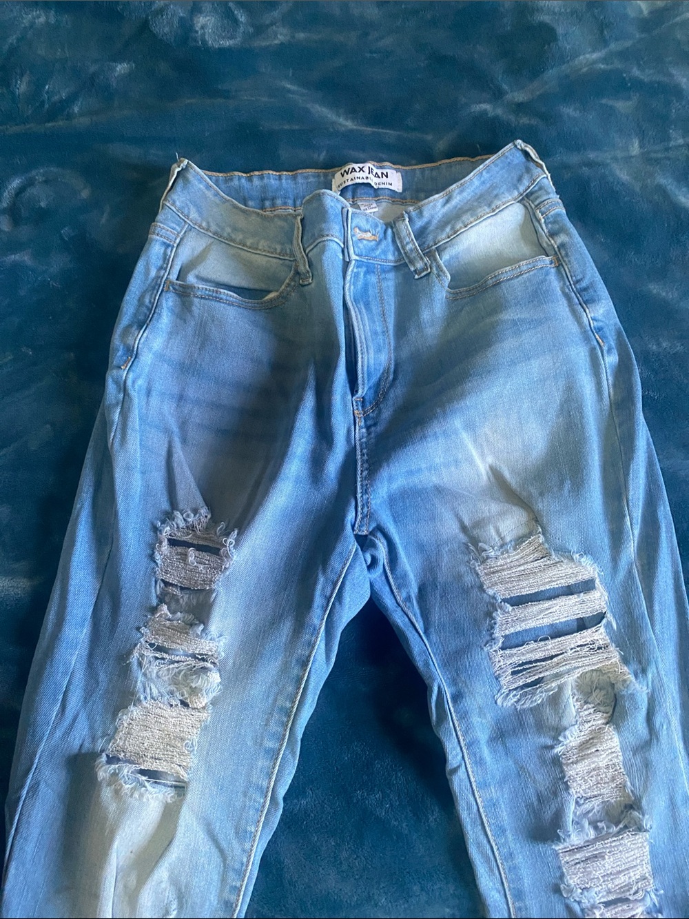 Wax Jean Light Blue Ripped Boyfriend Jeans